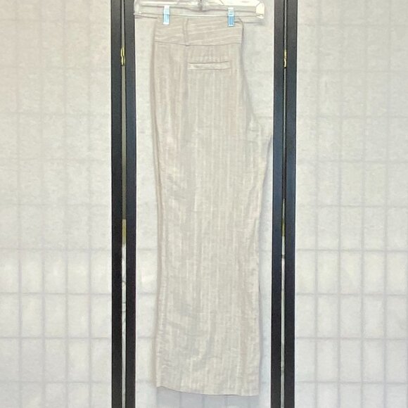 INC Wide Leg Pinstripe Linen Trousers Grey White High Waist Pants Slacks 12 - Picture 6 of 11